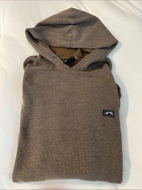 Billabong Brown Waffle-Knit Hooded Long Sleeve Shirt